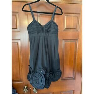 BCBGMaxAzria Black Beaded
Applique Taffeta Empire Waist
Dress size 6